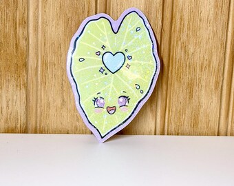 Plant Elephant Ear Sticker | Cutesy Kawaii Aesthetic | Boba Plant Taro Root Tea| Holographic Water Bottle Laptop Decal