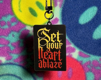 Set Your Heart Ablaze Keychain Acrylic Rengoku Demon Slayer Hashira Design
