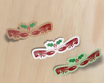 Mistletoe Crawfish Sticker, New Orleans Cajun Christmas Sticker, Wide Sticker