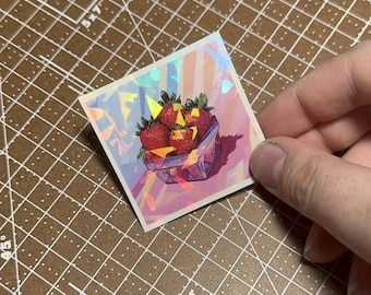Holographic Strawberry sticker