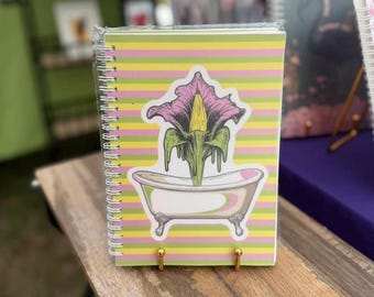 Corpse Flower Notebook Spiral bound | bathtub and striped dotted paper A5 notebook