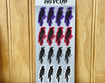 Raven Sticker Sheet, Junk Journal Ephemera, Bullet Journal Stickers, Tiny Decals, Classroom Rewards