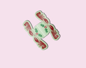 Crawfish Magnetic Bookmark, Mistletoe Crawfish Bookmark, Cajun Christmas