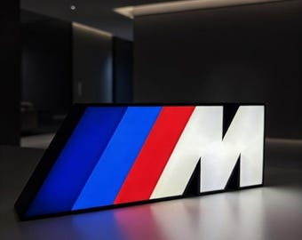 Lampada a LED BMW M – cavo USB da 1 m – luce notturna stampata in 3D – nera con colori M