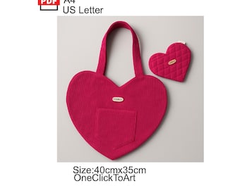 Schnittmuster für Herz Taschen und Geldbörsen | PDF Digitaler Download | DIY Tasche und Geldbörse - Für Fortgeschrittene