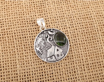 Green tourmaline Handcrafted Pendant 925 Sterling Silver Natural Gemstone Jewelry
