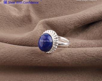 Lapis Lazuli Artisan Ring 925 Sterling Silver September Birthstone Jewelry