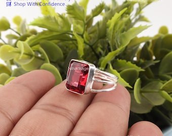 Rosa Rubellit handgemachter Ring 925 Sterling Silber Natürlicher Edelstein Schmuck