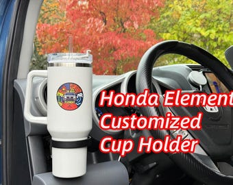 Honda Element Customized Cup Holder – Made of Metal, 1 Minute Install | Fits Driver Side Cubby | Holds up to 40oz-next batch in 3 weeks