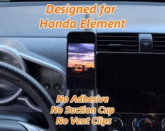 Honda Element Customized Phone Holder/Phone Mount - Made of Metal, Driver's Side Cubby Fit, No suction cup