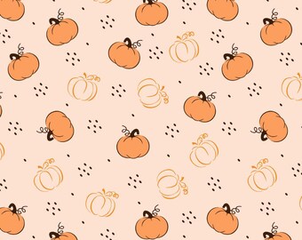 Vector Pumpkin Cartoon  100% Pure Cotton Fabric Custom DIY Fabric By The Half Yard