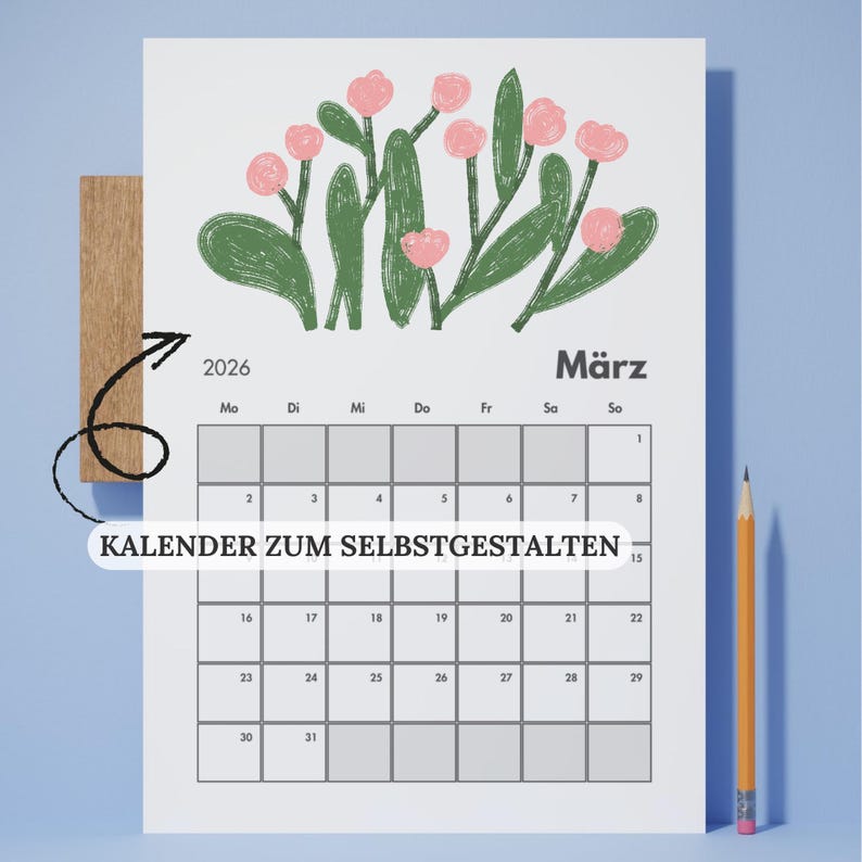 Kalender 2026 Zum Ausdrucken Und Selbst Gestalten, Monatsübersicht Grau