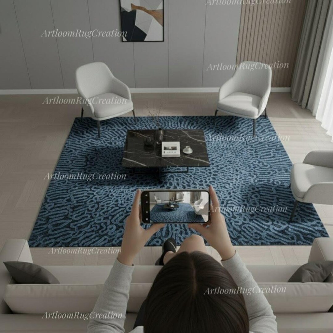Best Quality Hand Tufted Blue Abstract Area Rug – Modern Luxury Wool ...