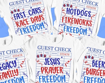 Patriotic Guest Check PNG Bundle, Freedom PNG, Patriotic PNG, American Png, Fireworks Png, Girly Png, Dainty Png, Stripes Png, Memorial Day