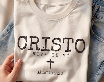 Cristo Vive En Mi SVG: Spanish Christian Bible Verse, Latina Faith Design (Digital Download)