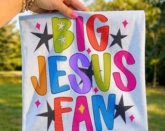 Big Jesus Fan SVG PNG, Retro Christian Shirt Design, Groovy Faith Sublimation File, Y2K Jesus Digital Download