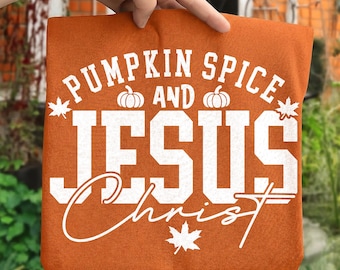 Christian Png, Pumpkin Spice and Jesus Christ Png, Autumn Faith Png, Retro Christian Tee, Trending Png, Dtf Digital File, Christian Fall Png