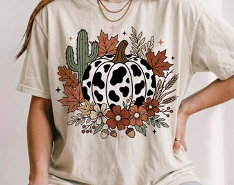 Western Fall Png, Cow Print Pumpkin Png, Country Pumpkin Shirt, Boho Autumn Png, Pumpkin Png, Fall Vibes Png, Trending Png, Dtf Digital