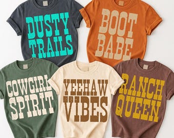 Western SVG Bundle: Retro Cowgirl Shirt Designs (Digital Download)