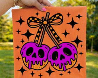 Halloween Png, Skull Candy Apple Png, Purple Halloween Png, Coquette Bow Png, Spooky Season Png, Graphic Tee Png, Dtf Digital, Trending Png