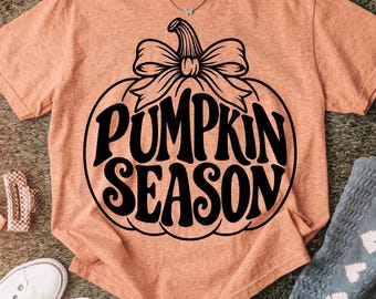 Fall Png, Pumpkin Season Png, Coquette Pumpkin Bow, Retro Autumn Vibes Shirt, Cute Fall Graphic Tee, Trending Png, Dtf Digital Files