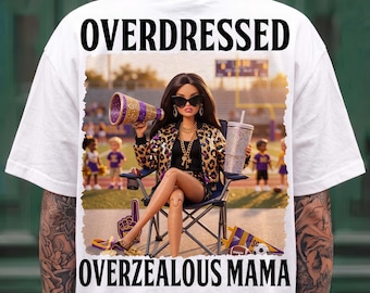 Overdressed Overzealous Mama Png, Sports Mom Png, Football Mama Png, Doll Face Png, Leopard Game Day Mom Png, DTF Digital, Trendy Png