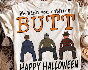 Halloween Png, Funny Horror Characters Png, We Wish You Nothing Butt Happy Halloween Png, Booty Png, Twerking Horror Villains, Trending Png