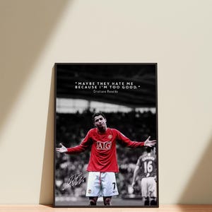 Cristiano Ronaldo Quote Poster: CR7 Soccer Legend Wall Art