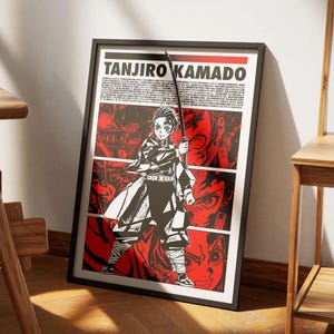 Dämon Anime Slayer Tanjiro Kamado Karikatur Poster Klebriger Wand Kunst Druck Wasserdichtes Haus Wohnzimmer Bett Zimmer Bar Flur Ästhetischer Dekor