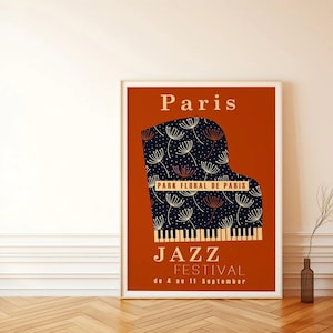 Vintage Jazz  Art Festival Poster Retro Colors Berlin New York Music Trumpet Piano Canvas Painting Wall Art Living Room Home Decor