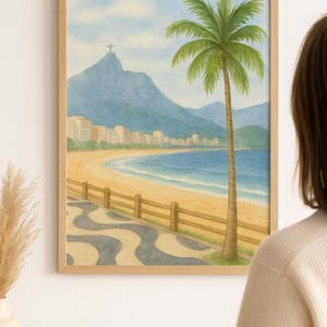 Brasilien Wandkunst - Copacabana & Zuckerhut Aquarell Print