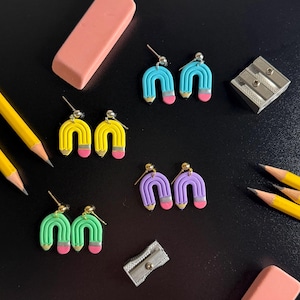 Colorful Pencil Dangle Earrings – Back to School Jewelry