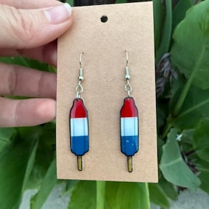 Red White & Blue Popsicle Earrings | Handmade Summer Dangle Earrings | USA Earrings