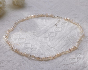 FREE shipping Tiny Keshi Pearl Choker – 925 Silver Clasp, Handmade Baroque Freshwater Pearl Necklace, 38+3cm, Elegant & Unique, gift for Mom