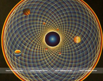 Nepali Cosmos Mandala Thangka – Sacred Geometry Painting | Handmade Tibetan Mandala Art | Meditation Wall Decor