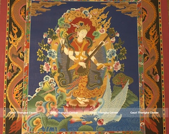 Saraswati Thangka Art | Newari Style Goddess of Knowledge | Nepali Hand Painted Buddhist Artwork