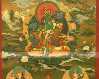 Nepali Green Tara Thangka | 24K Gold Handmade Buddhist Painting | Tibetan Tara Art