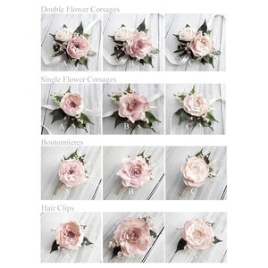 Cottage Rose Sola Flower Corsages, Boutonnieres & Hair Clips ~ Colors: Cameo / Light Dusty Rose
