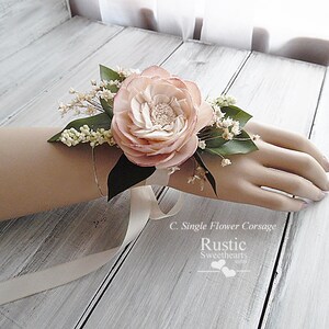 Cottage Rose Sola Flower Corsages, Boutonnieres & Hair Clips Colors: Cameo / Light Dusty Rose Single Corsage C