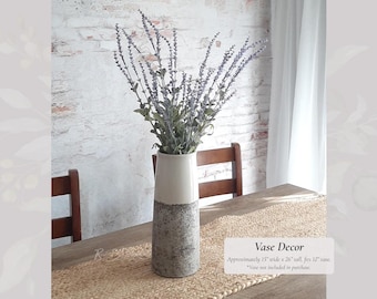 Vase Decor Centerpiece | Faux Lavender, Spiral Eucalyptus, Dusty Miller Arrangement | Florals Lifelike Hosting Farmhouse Home Table Accent