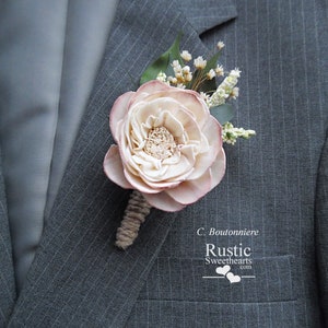 Cottage Rose Sola Flower Corsages, Boutonnieres & Hair Clips Colors: Cameo / Light Dusty Rose Boutonniere C