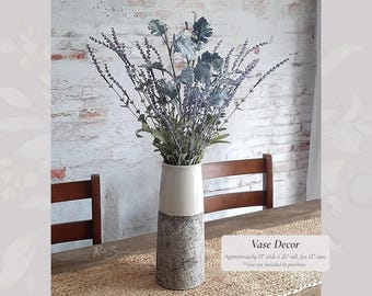 Vase Decor Centerpiece | Faux Lavender, Spiral Eucalyptus, Dusty Miller Arrangement | Florals Lifelike Hosting Farmhouse Home Table Accent