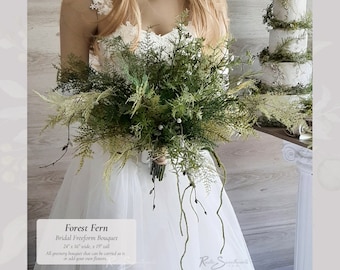 Forest Fern Wedding Flowers Collection | Bridal Bouquet Artificial Greenery Vines Woodland Nature Moss Decor Bridesmaid Florals Boutonniere
