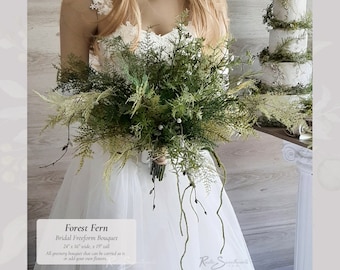 Forest Fern Wedding Flowers - Bridal Bouquet - Artificial Greenery Faux Vines Woodland Nature Moss Decor Bridesmaid Cascade Florals Bout MoH