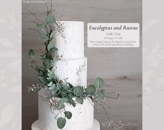 Eucalyptus & Ruscus Wedding Flowers | Cake Vine Cascade Bouquet Bridal Bouquet Bridesmaid Flowers Farmhouse Wedding Gift Boho Wedding Decor