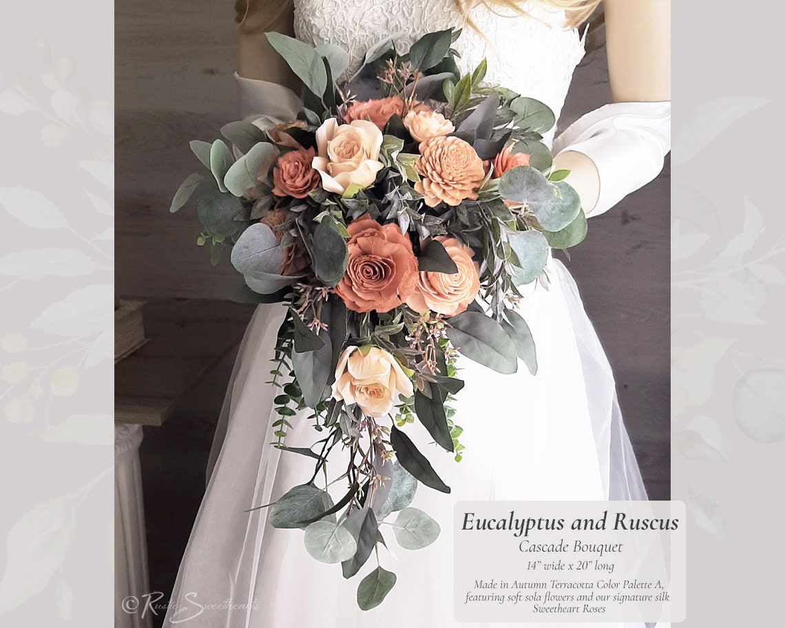Eucalyptus & Ruscus Wedding Flowers | Bridal Cascade Bouquet