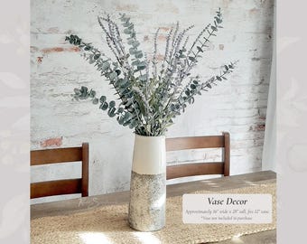Vase Decor Centerpiece | Faux Lavender, Spiral Eucalyptus, Dusty Miller Arrangement | Florals Lifelike Hosting Farmhouse Home Table Accent