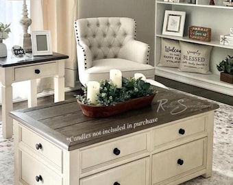 Dough Bowl Decor Centerpiece | Faux Eucalyptus and Ruscus Arrangement | Rustic Wood Bowl Lifelike Hosting Farmhouse Home Mother's Day Gift