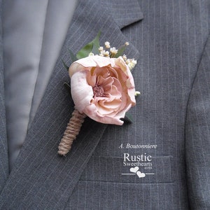 Cottage Rose Sola Flower Corsages, Boutonnieres & Hair Clips Colors: Cameo / Light Dusty Rose Boutonniere A