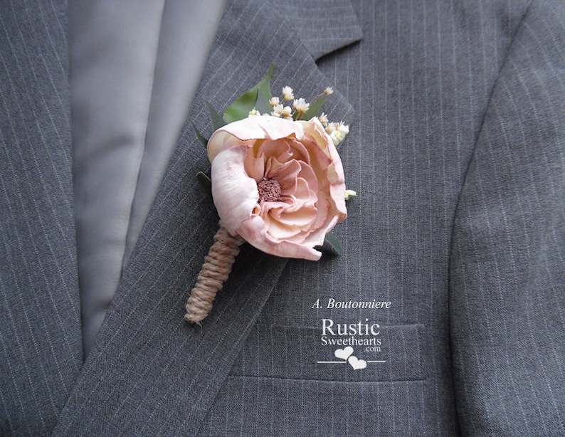 Cottage Rose Sola Flower Corsages, Boutonnieres & Hair Clips Colors: Cameo / Light Dusty Rose Boutonniere A